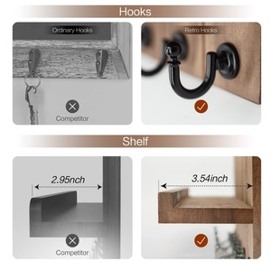 Decorative Vintage Wood Key Holder <b>Wall</b> <b>Mount</b> <b>Shelf</b> Mail Organizer Living Room Decor Home Essentials Home Improvement - Product Image 3