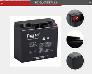 12 V 18Ahソーラーシステム充電式鉛電池無料メンテナンス12ボルトUPSエネルギー貯蔵用ROHS認証 - Product Image 2
