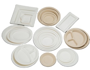 Assiettes jetables biodégradables en pulpe de papier carrées, épaisses, imperméables et résistantes à l'huile, pour pique-nique, barbecue, fête, vaisselle, 50/paquet - Product Image 1