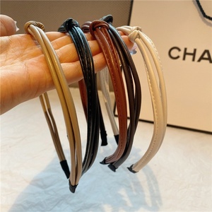 Serre-têtes fins en cuir pour femmes, bandeaux noués pour filles, serre-têtes tendance pour femmes, accessoires pour cheveux - Product Image 2