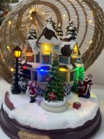 Grosir peri musik LED ramah lingkungan Polyresin Mini rumah desa Natal baru Model taman kerajinan dalam ruangan murah tema Anime