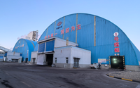 Hangar de stockage de charbon à structure en acier à grande portée sur mesure, hangar industriel préfabriqué à toit en dôme pour centrale électrique et mine de charbon