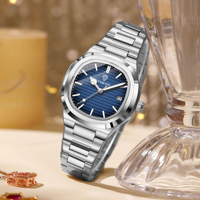 Jam Tangan Wanita BINBOND 1885L Model Baru Diameter 35mm Dial Bercahaya Mewah Bahan Stainless Steel Tahan Air Warna Biru