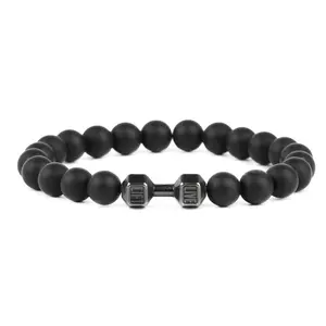 Zooying gelang manik-manik Onyx hitam Matte 8mm gelang Halter