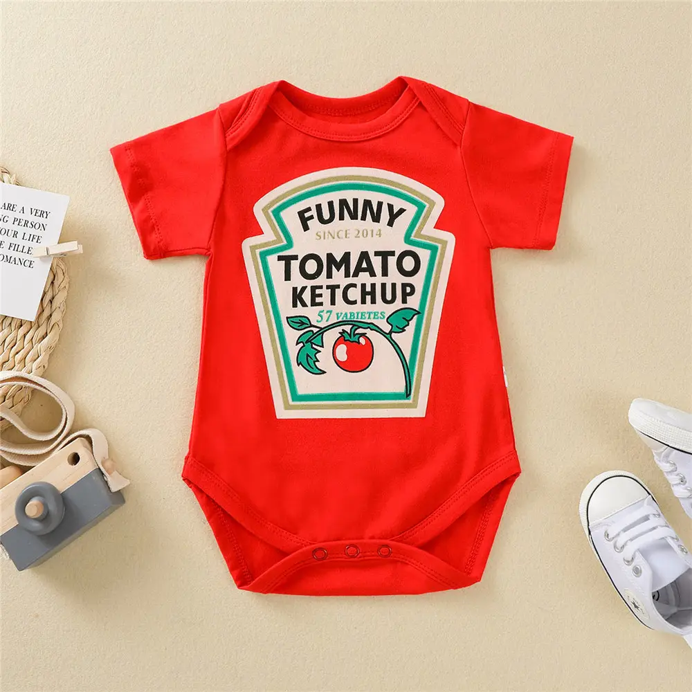New Baby Romper Funny Tomato Ketchup Twins Baby Clothes Mustard More Color Baby Bodysuit