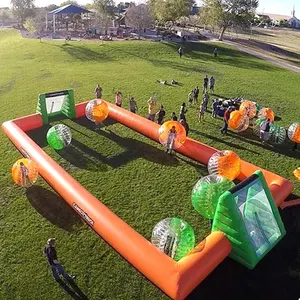 Inflatable football field without floor outdoor sport games for bubble balls