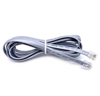 Cable Telefónico Modular HJX RJ12 6P6C Macho a Macho de 6 Hilos de Cobre, con Cubierta Plana de PVC Gris para Interiores, Cable de Conexión de 5 Metros