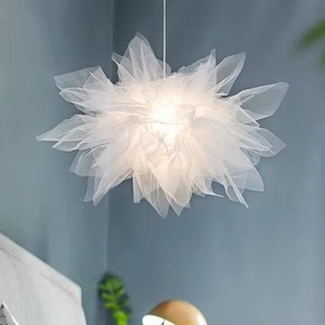 White Round Tulle Pendant <b>Light</b> <b>Led</b> E27 Chandelier For Bedroom Girl Room Decor - Product Image 1