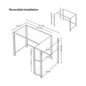โต๊ะใสรูปตัวแอลทำจากอะคริลิคพร้อมชั้นเก็บของแบบพลิกกลับได้ - Product Image 2