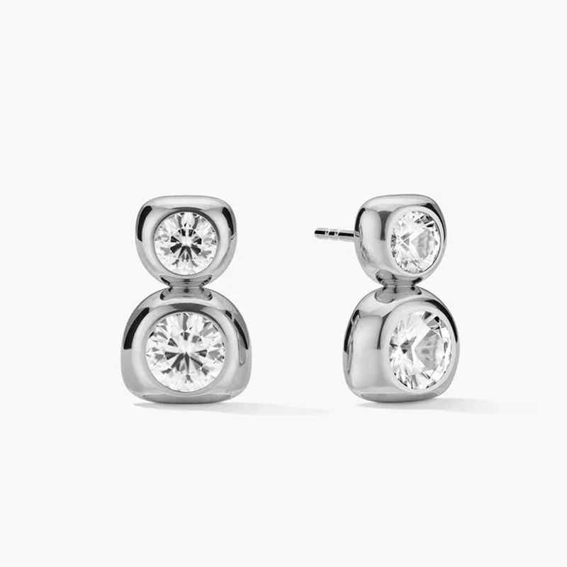 Flat8Ear studs[KWhite]