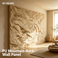 Panneaux de revêtement mural en PU à texture de roche montagneuse, effet monolithique et pinnacle, avec décorations effet pierre fumée noire