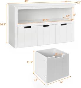 Armoire de rangement de jouets pour enfants avec étagère et <span class=keywords><strong>coffre</strong></span> à jouets en bois pour enfants pour la maison - Product Image 2
