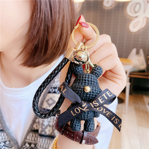 Moda Yünlü Ayı Karikatür 3D Ayı Bebek Sevimli Tavşan Kawaii Araba Anahtarlık Ayı Anahtarlık Çanta Kolye Kız Hediye - Product Image 4