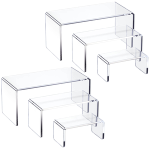 Ensemble de supports d'affichage en acrylique transparent en forme de U, supports à plusieurs niveaux de différentes tailles pour <span class=keywords><strong>bijoux</strong></span>, objets de collection, présentoir d'affichage en acrylique pour la vente au détail - Product Image 2