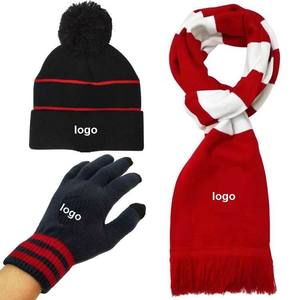 Logotipo personalizado de punto Fans Jacquard Fútbol Bufanda Sombrero Guantes Conjunto - Product Image 2