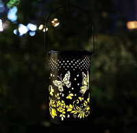 Lanterne solaire à LED à énergie solaire en fer forgé pour décoration de jardin extérieur, paysage et flamme.