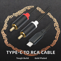 Kabel Audio Video Pria, Model C ganda RCA Male 1M 2M 3M berlapis emas 2RCA kombinasi perisai