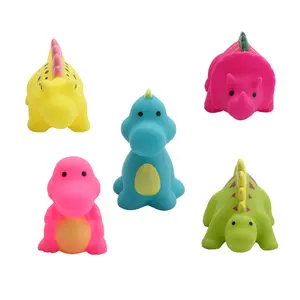 5 Pack Colorful Rubber Dinosaur Bath Toy For Toddlers Infants Kids Grasp Squeeze Squeaky Pool Float Tub Toy