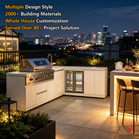 Cuisine extérieure modulaire en acier inoxydable Yishen, résistante aux intempéries, avec barbecue intégré, évier, réfrigérateur et four à pizza pour terrasse et patio