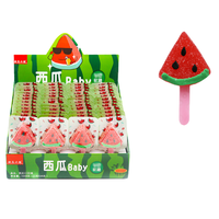 Heetverkopende zachte snoeplollipops met fruit smaak, aardbei, klein geel eendje, watermeloen vorm, kinderspeelgoed snoep