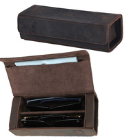 Boîte de rangement pour lunettes de soleil vintage Crazy Horse, étui à lunettes portable en cuir PU pour les voyages