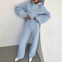 Ensemble décontracté deux pièces pour femme : pull et pantalon côtelés, style sportswear tendance, coupe ample, nouvelle collection, best-seller