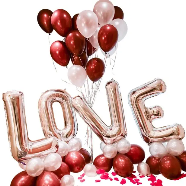 wedding stage decoration Valentine s day party decoration 18 inch heart foil 32 inch letter LOVE Valentine balloons
