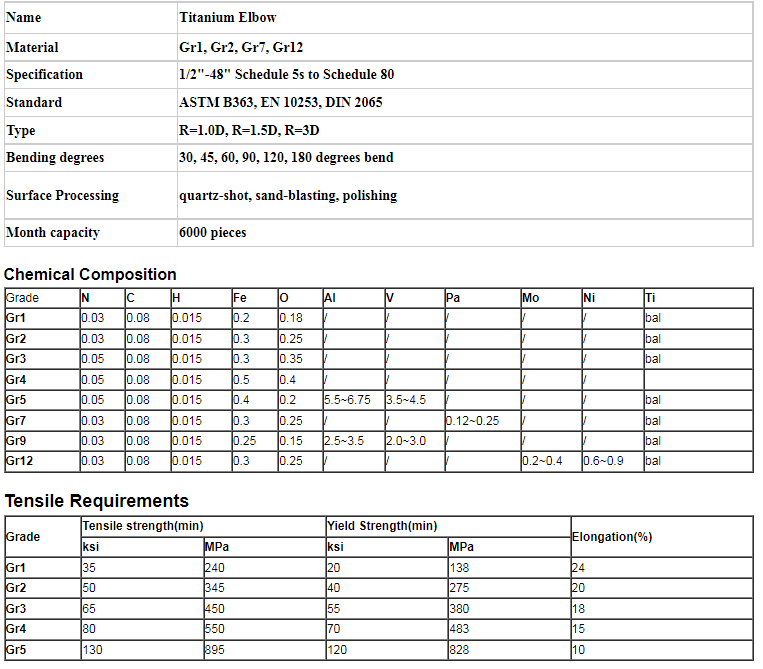 ASTM B363 90 Degree Titanium Elbow For Industrial Use