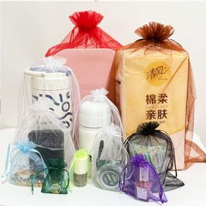 Sacs en organza 13x18cm avec cordon de serrage, pochette à bijoux, petits sacs en maille multicolores pour cadeaux de mariage, fournitures d'emballage - Product Image 2