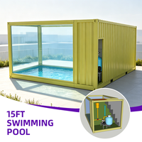 Piscine modulaire carrée de 15 pieds en conteneur, piscine préfabriquée sur mesure en conteneur maritime, verre trempé, villa moderne pour jardin