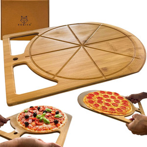 Planche à pizza en bois Yuanhong 12 pouces double face pour usage domestique, plateau de service avec poignées - Product Image 1