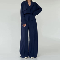 Ensemble de costume trois pièces tendance pour femme : haut camisole, pantalon large et veste de bureau – Coupe-vent et respirant