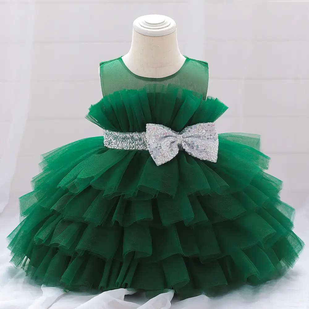 새로운 작은 민소매 도매 어린이 스팽글 드레스 컵 케이크 스커트 축제 파티 공주 멋진 소녀 드레스