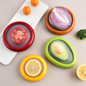 Venta al por mayor: Cubiertas de silicona reutilizables de 4 piezas para conservar alimentos, ideales para aguacate, tomate, cebolla, limón, frutas y verduras cortadas por la mitad. - Product Image 2