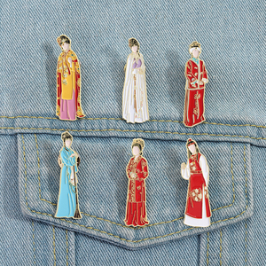 Cổ Điển Trung Quốc Cô Gái Men Pin Retro Văn Học Nhân Vật Trâm Huy Hiệu Quà Tặng Đồ Trang Sức Cho Quần Áo Bán Buôn - Product Image 1