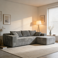 Canapé modulaire sectionnel compressé en velours côtelé épais, cadre foncé anti-rayures, pour la maison, les jeux, l'angle, l'atelier, le parc