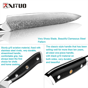 Xyj — ensemble de couteaux de cuisine damas, avec manche noir G10, Chef Santoku, tranchage du pain, Kiritsuke Nakiri, désosser le Steak, vente en gros - Product Image 3