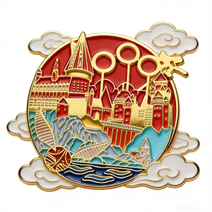 Enamel Metal <b>Pin</b> Castle Scene Brooch Gold Tone Single Side <b>Badge</b> for Clothing Bag Gift - Product Image 6
