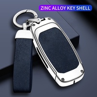 Nouvelle Housse de Clé de Voiture de Luxe en Fibre Véritable, Alliage de Zinc et Cuir TPU avec Télécommande pour Ford Territory, Accessoires de Porte-clés