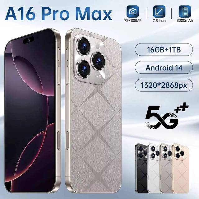 72mp+108mp Camera 16 Pro 5g Smartphone Dual Sim 16gb Ram + 7.3 Hd Inch Oled Android 14 8000 Mah Battery Deca Core Spanish 1TB