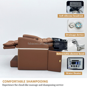 Mesa de Masaje Plegable de Cuero Genuino Moderna <span class=keywords><strong>y</strong></span> Avanzada con Circulación de Agua - Equipo de Spa para Salón, Diseño sin Plomería, Terapia Capilar - Product Image 4