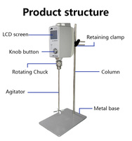 Agitateur numérique surélevé OEM personnalisable AM200W-O, 30L, en acier inoxydable SS316L, mélangeur électronique à vitesse constante sans balais DC