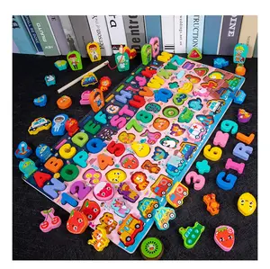 Educational Wooden montessori educational toys For Kids Board Math game Fishing Shape Matching Early Education Child Gift Toys