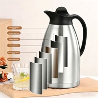 Thermos en acier inoxydable à double paroi isolé sous vide 2L, théière Jigong de style européen, isolation thermique 12-24 heures, pour la maison