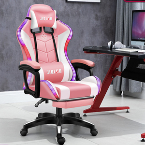 Silla trò chơi Ghế Gamer massage đua chơi game ghế nóng Bán máy tính PC RGB nhôm hiện đại/chơi game PU Da Màu Hồng một mảnh - Product Image 5