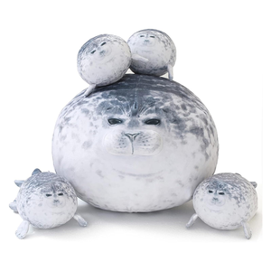 2025 Nueva almohada de sello lindo juguete de peluche de sello con 4 peluches de sello de bebé en su barriga animales de peluche de algodón regalo para niños - Product Image 1