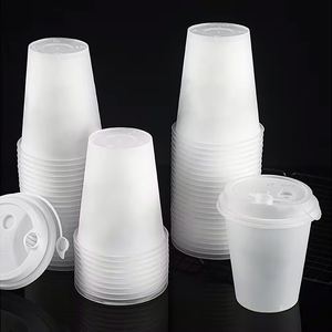 Gobelets jetables en PP à paroi simple de 400 ml (14 oz) avec logo personnalisé, 90 mm, écologiques, pour smoothies, boissons, bubble tea, jus, avec couvercles en plastique rigide - Product Image 1
