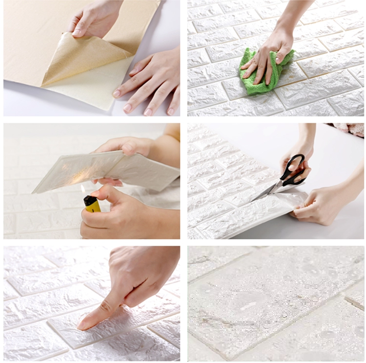 Home Decoration PE Foam Wallpaper Bedroom Wallpaper Self Adhesive 3D 70x77cm Wall Paper Sticker