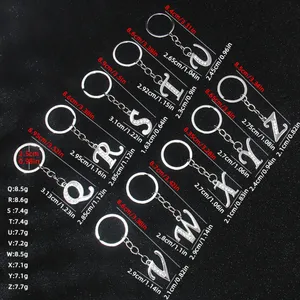 Porte-clés pendentif 26 lettres A-Z, breloque alphabet anglais tendance, ornement élégant, anneau <span class=keywords><strong>de</strong></span> clé DIY, cadeau pour amie, sac à main - Product Image 6