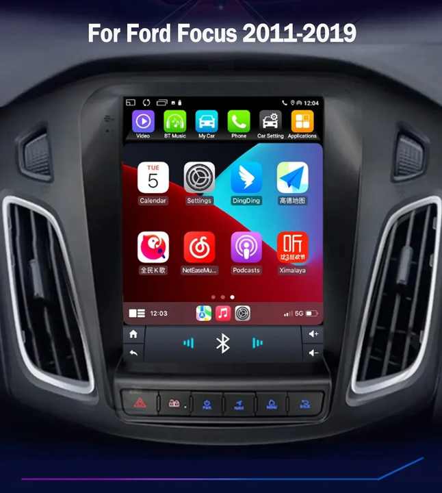Gerllis Tesla Style Android Car Dvd Player Gps Navigation System for Ford Focus 2012 2013 2014 2015